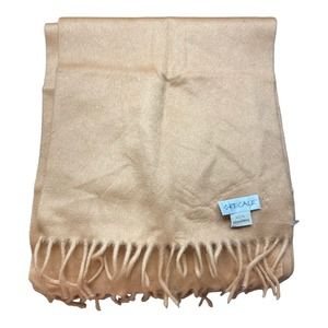NEW Grecale 100% Pure Cashmere Scarf Tan Camel Fringe Winter Fall Unisex Knit
